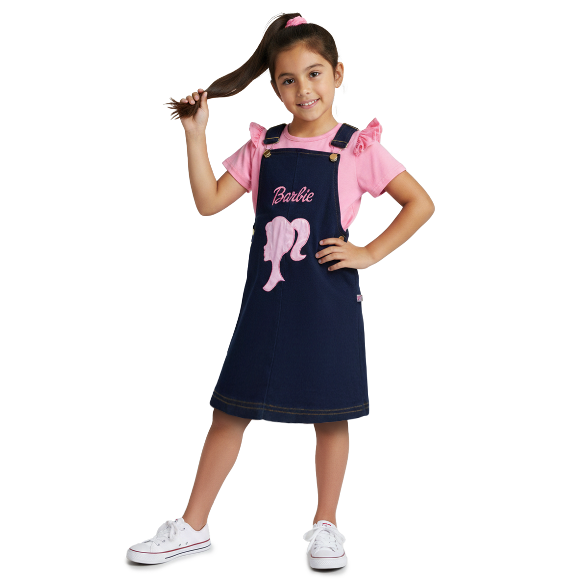 Jumper de mezclilla con playera y bordado de Muñeca Niña KIDUS JUNI0002P03