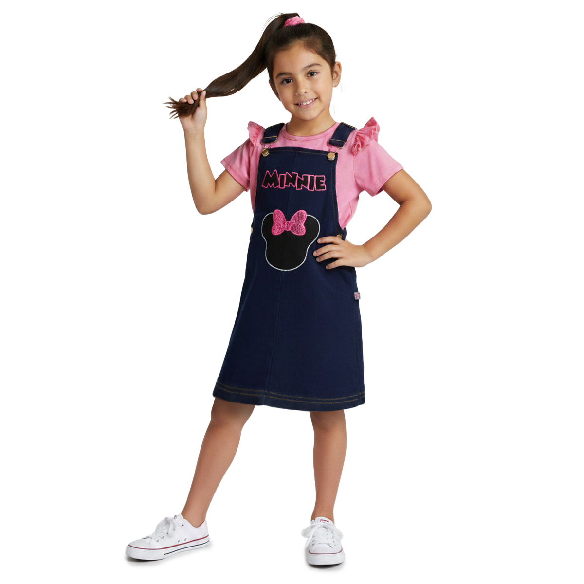 Jumper de mezclilla con playera y bordado de Ratoncita Niña KIDUS JUNI0002P02