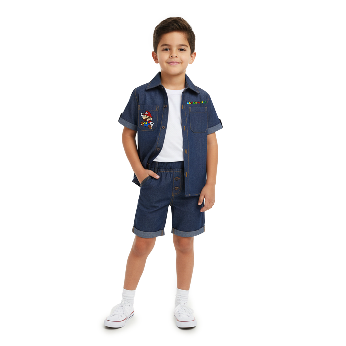 Conjunto de mezclilla con bordado de Héroe de Videojuego Niño KIDUS CONN0006P01