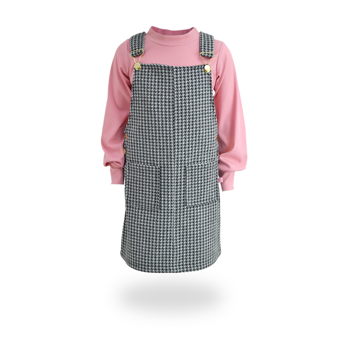 Jumper de cuadros con hebillas doradas y playera manga larga niña Flory JUNI0001