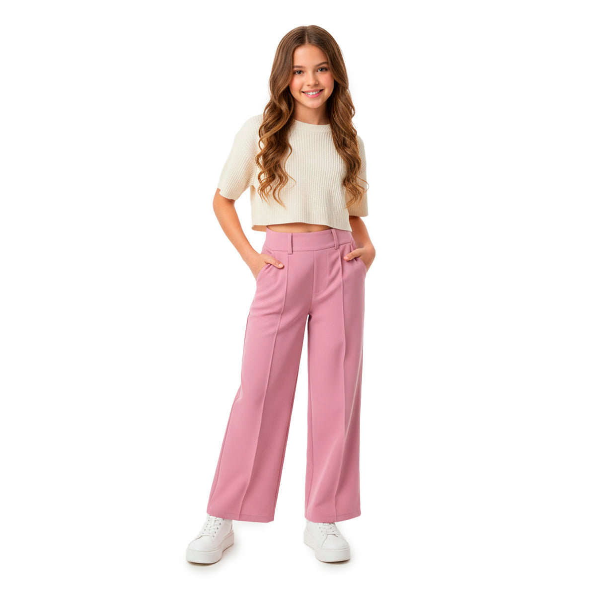 Pantalón pierna ancha con presillas Teen Flory PAJU0004
