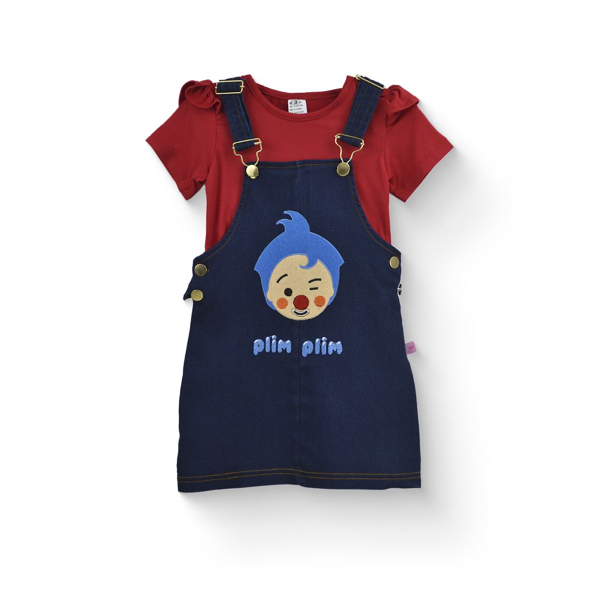 Jumper de mezclilla con playera y bordado de Payasito niña Bebé KIDUS JUBB0002P05