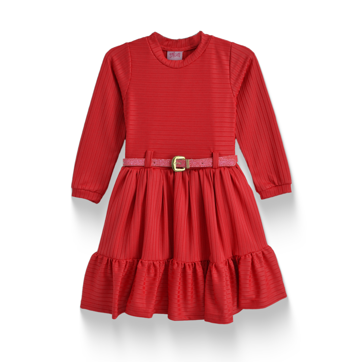 Vestido a rayas con cinturón Bebé Flory VEBB0131