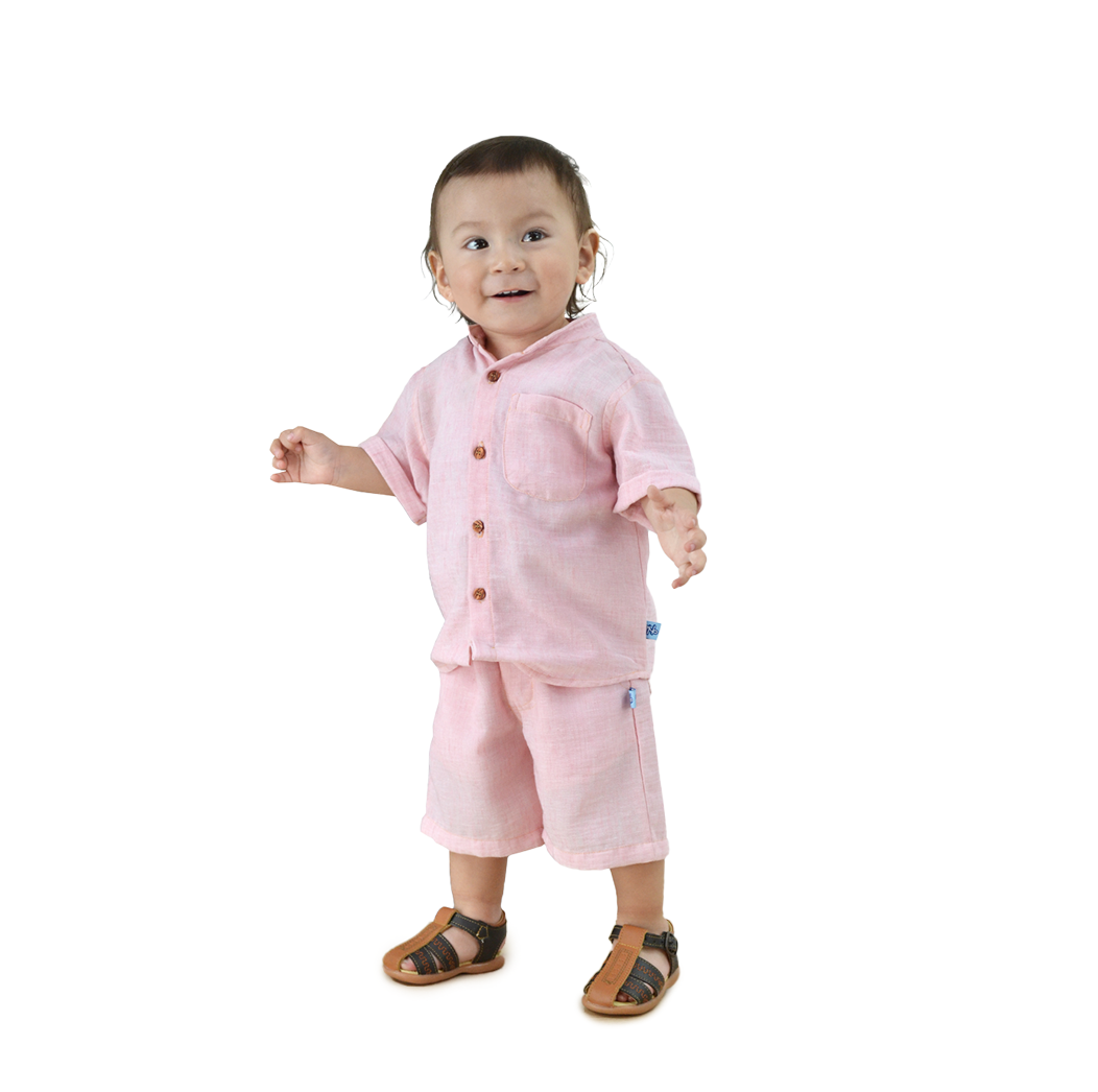 Conjunto de lino de camisa con botones y short niño bebé Heri CONB0004
