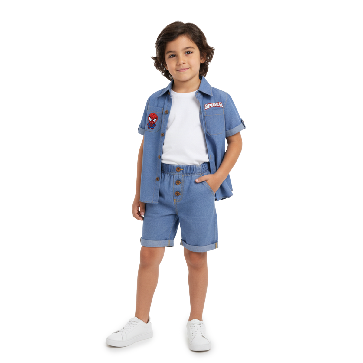 Conjunto de mezclilla con bordado de Súper Héroe Niño KIDUS CONN0006P04