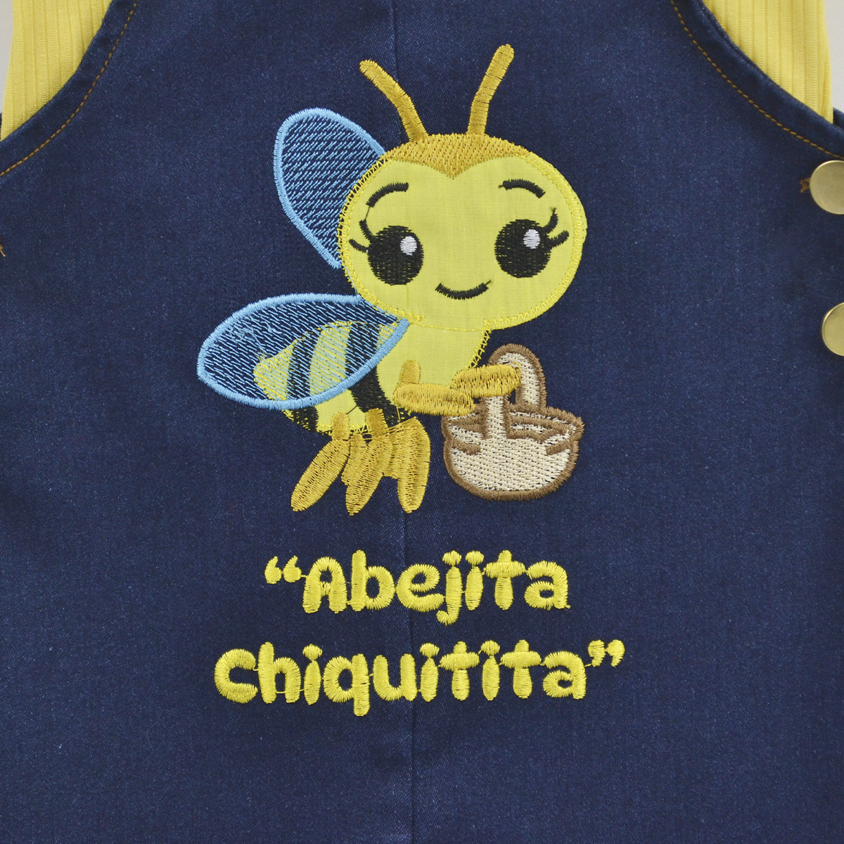 Jumper de mezclilla con playera y bordado de Abejita niña Bebé KIDUS JUBB0002P03