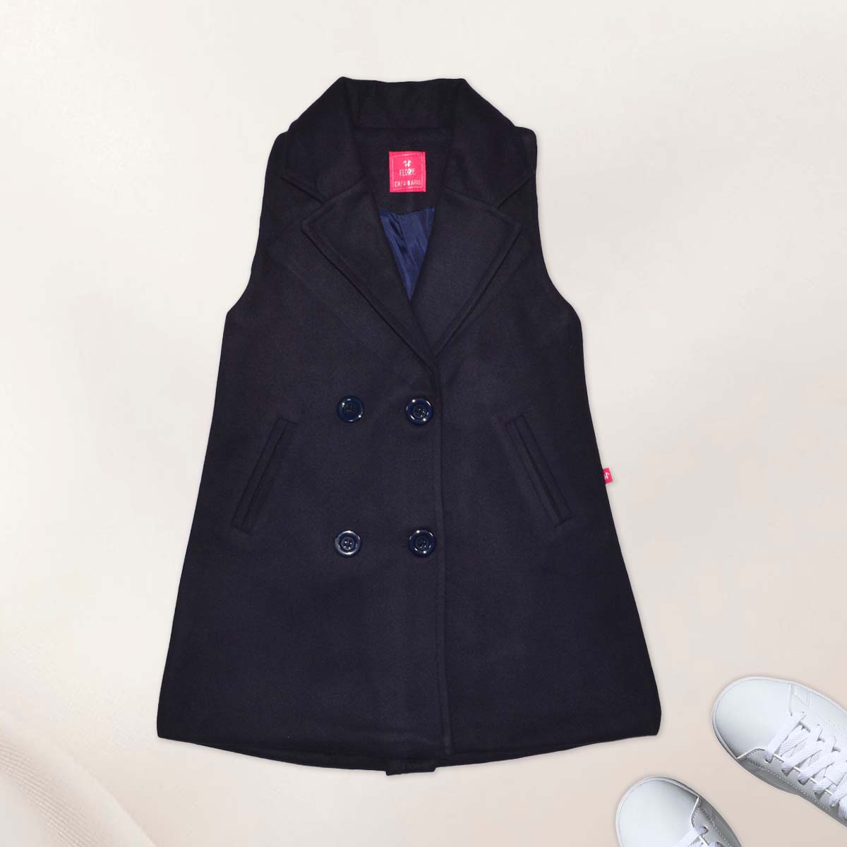 Chaleco de paño con botones • FLORY 2 • Tallas ch-m-gr •  CHNI0001