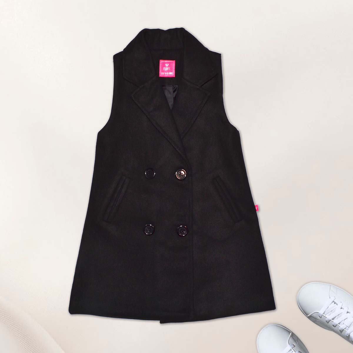 Chaleco de paño con botones • FLORY 2 • Tallas ch-m-gr •  CHNI0001