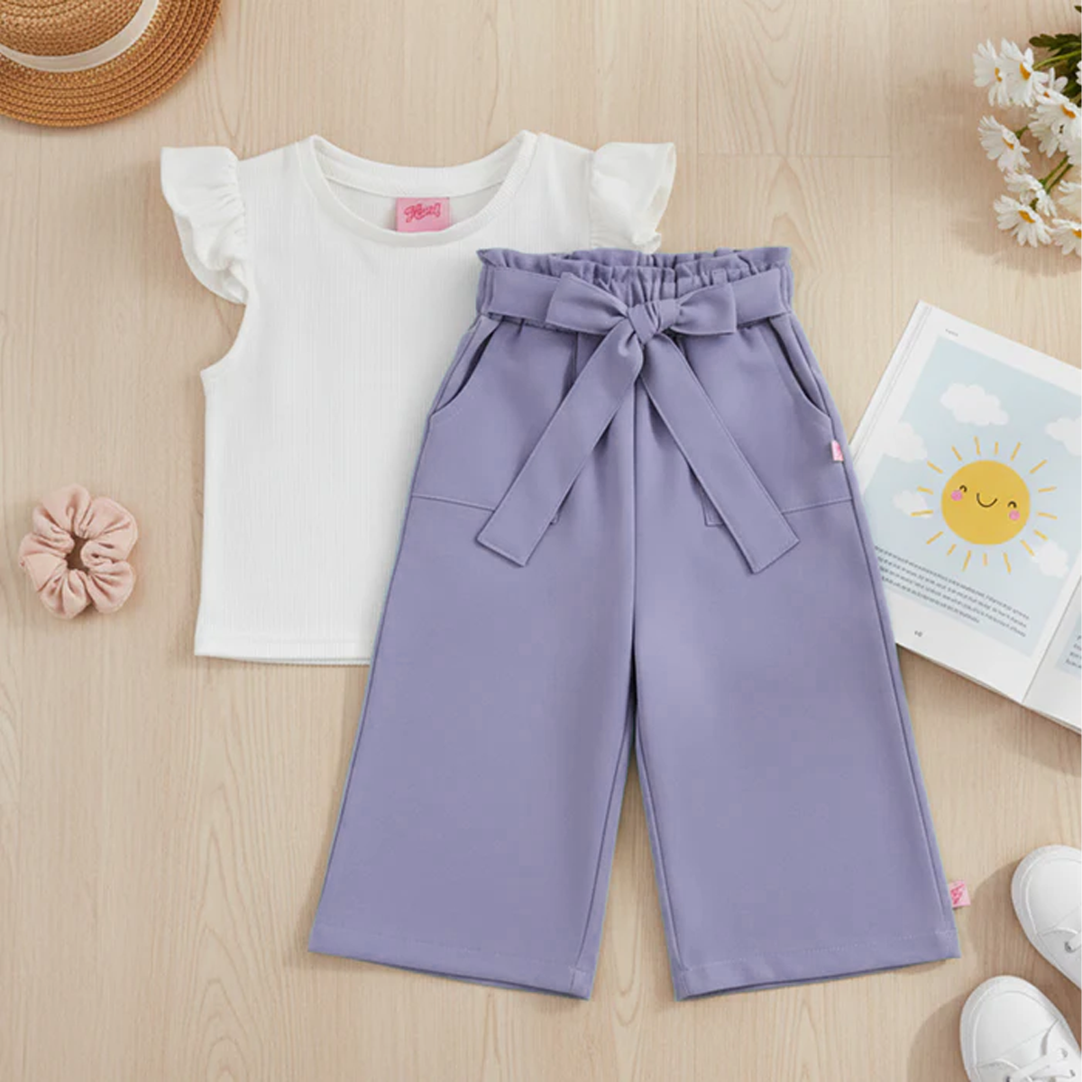 Conjunto con pantalón liso, blusa blanca | CONI0011 | tallas ch-m-gr-xg