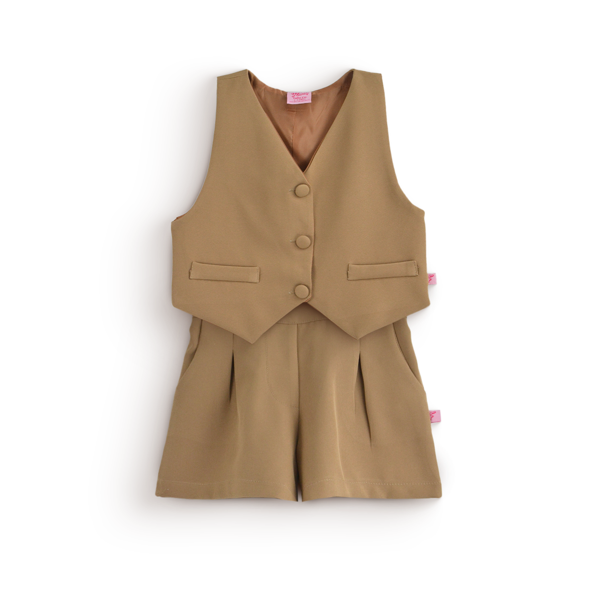 Conjunto con chaleco y botones, con short de cintura elástica| CONI0034 | tallas ch-m-gr