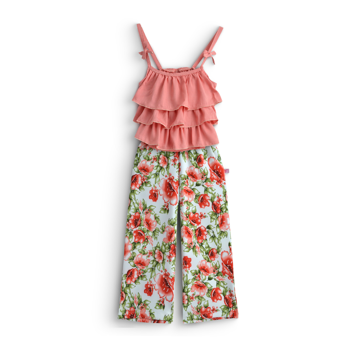 Conjunto con pantalón flores, blusa con olanes | CONI0042 | tallas ch-m-gr