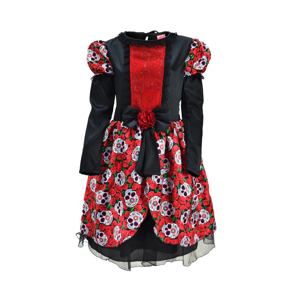 Vestido de Catrina estampado de rosas y corona de flores niña FLORY VENI0138