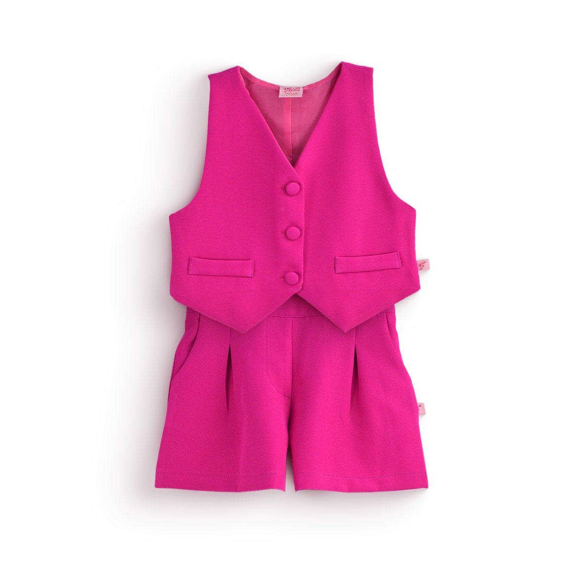 Conjunto con chaleco y botones, con short de cintura elástica| CONI0034 | tallas ch-m-gr