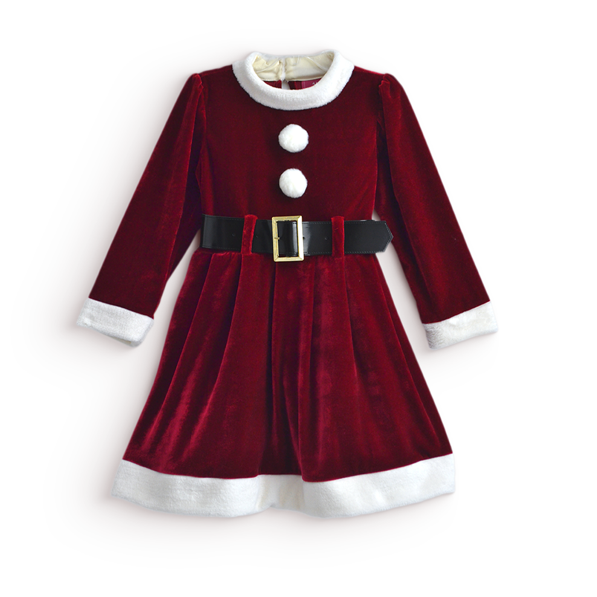 Vestido Santa Claus con cinturón y gorro cascabel para niña Flory VENI0182