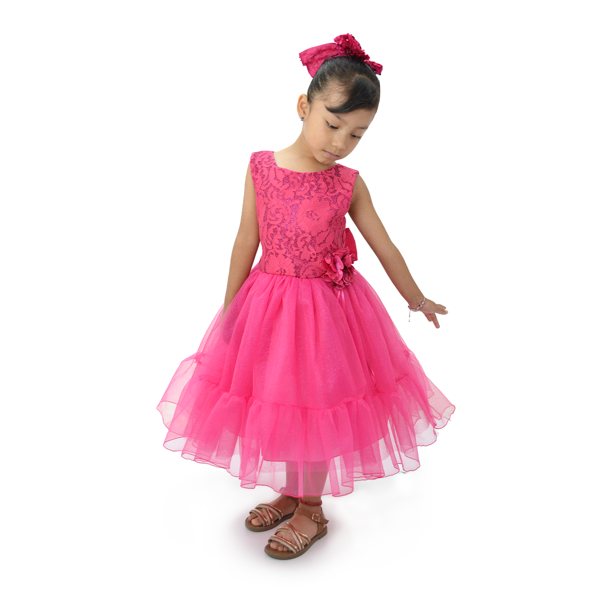 Vestido de Fiesta Crochet Bordado con brillos niña FLORY VENI0160