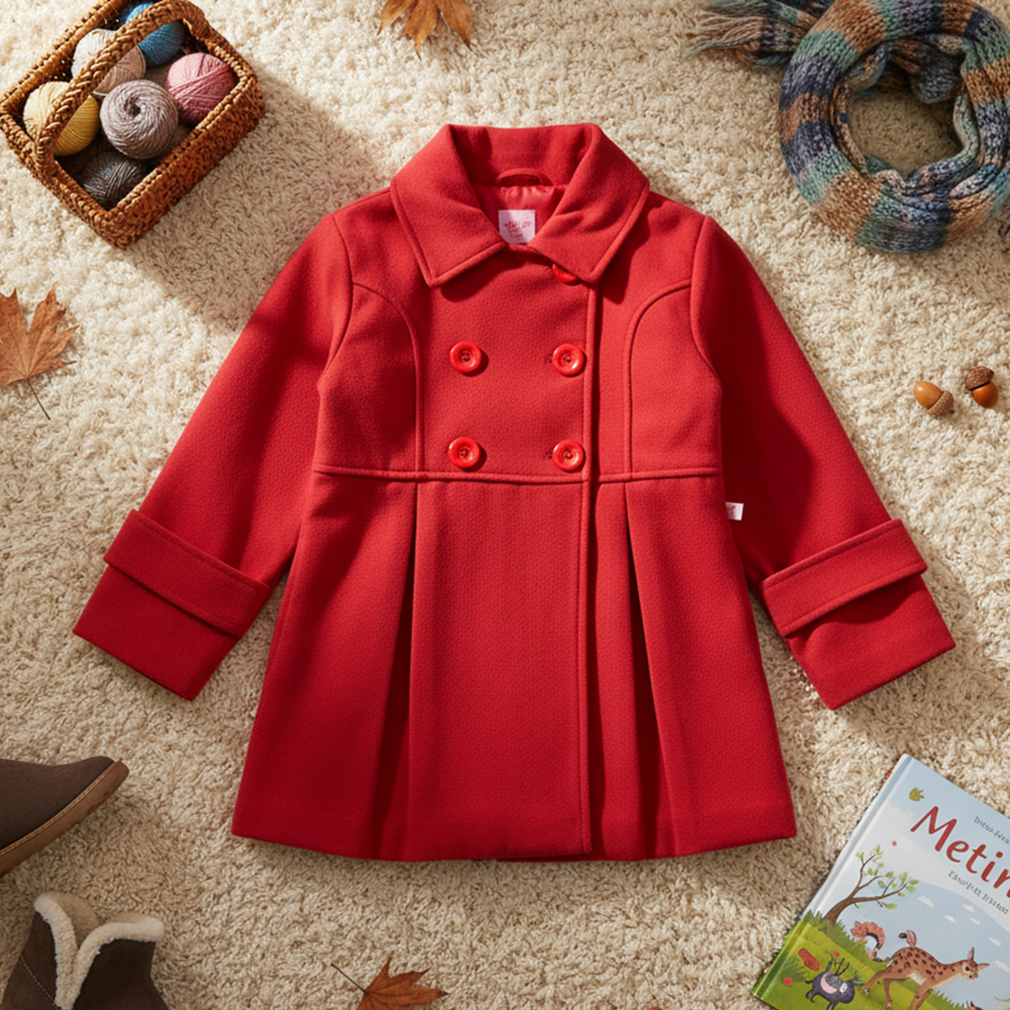 Abrigo de paño forrado con botones | ABNI0001  | tallas xch-ch-m-gr-xg