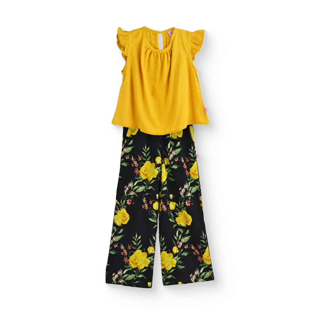 Conjunto de blusa de olanes y pantalón floreado • ARIANA 12 •  tallas ch-m-gr • CONI0044B