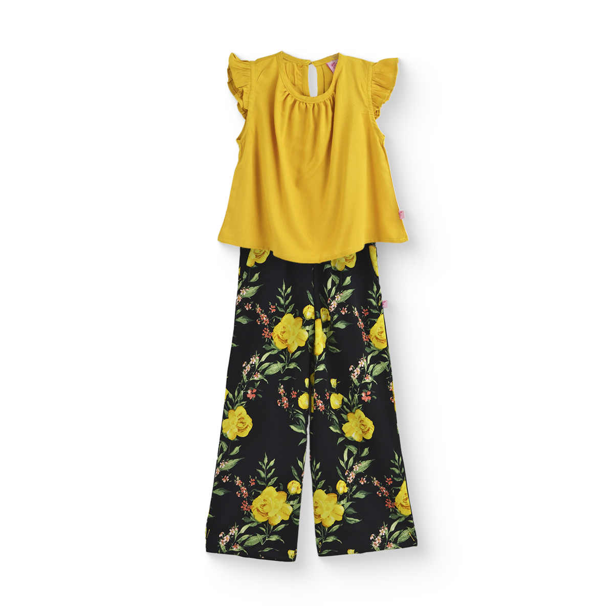 Conjunto de blusa de olanes y pantalón floreado • ARIANA 12 •  tallas ch-m-gr • CONI0044B