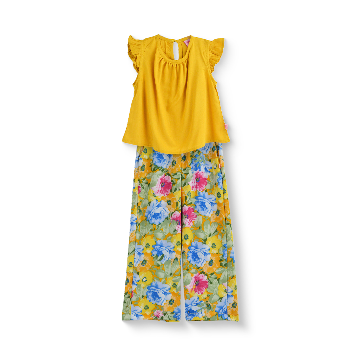 Conjunto de blusa de olanes y pantalón floreado •  ARIANA 12 •  tallas ch-m-gr • CONI0044E