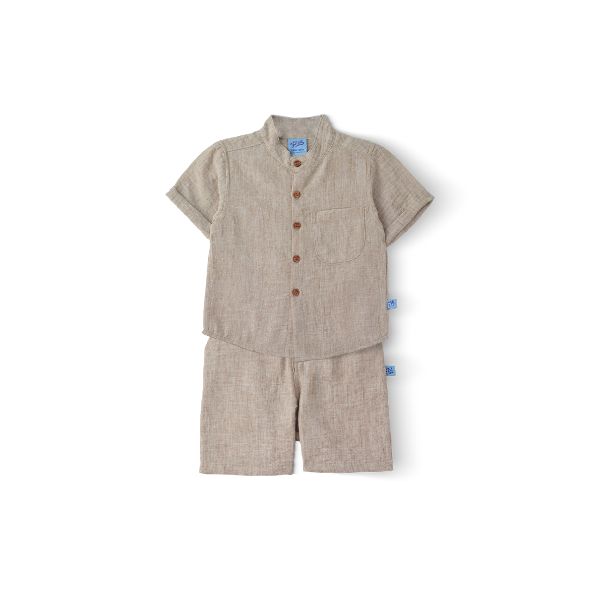 Conjunto de lino de camisa con botones y short niño bebé Heri CONB0004