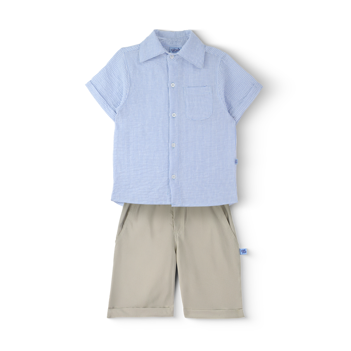 Conjunto a rayas de lino con short niño Heri CONN0005