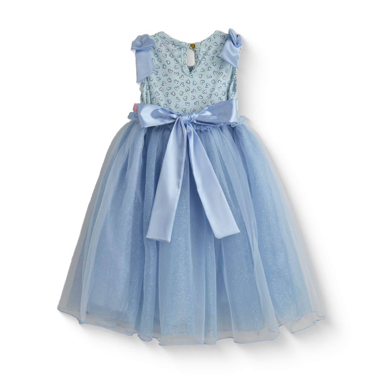 Vestido de fiesta estampado de corazones con falda de tul glitter | VEBB0141C | tallas 1-2-3