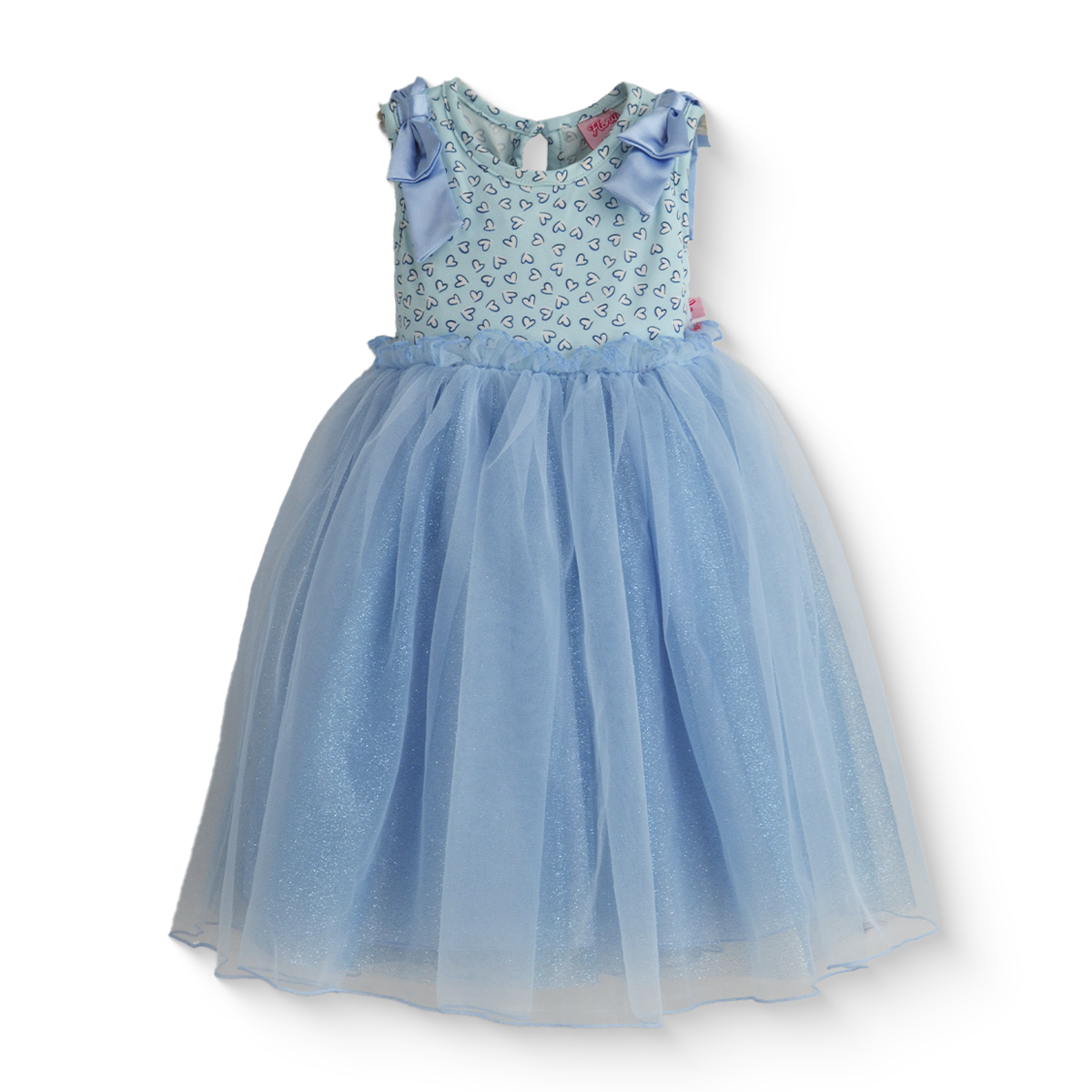 Vestido de fiesta estampado de corazones con falda de tul glitter | VEBB0141C | tallas 1-2-3