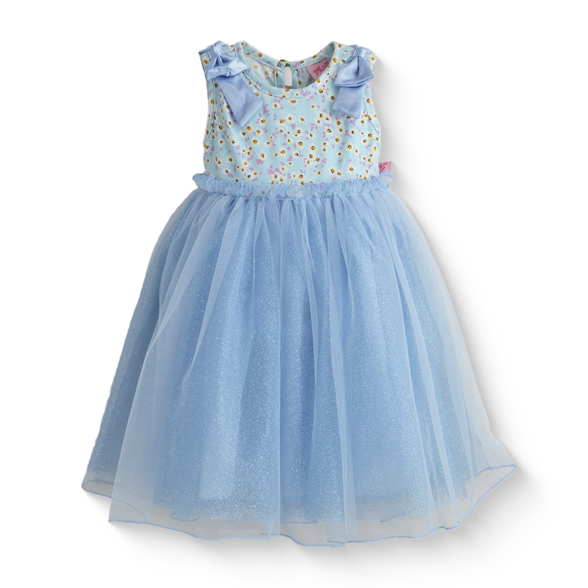 Vestido de fiesta floreado con falda de tul glitter | VEBB0141A | tallas 1-2-3