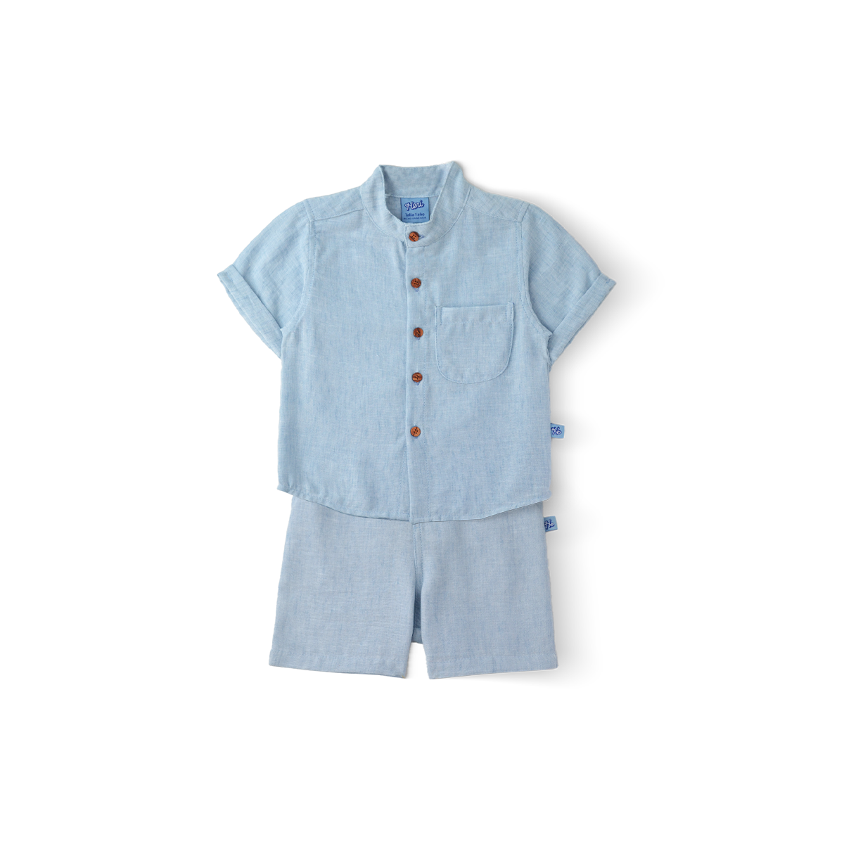 Conjunto de lino de camisa con botones y short niño bebé Heri CONB0004