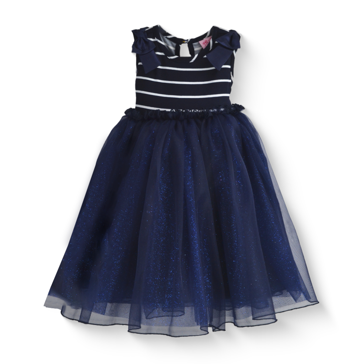 Vestido de fiesta a rayas con falda de tul glitter | VEBB0141B | tallas 1-2-3