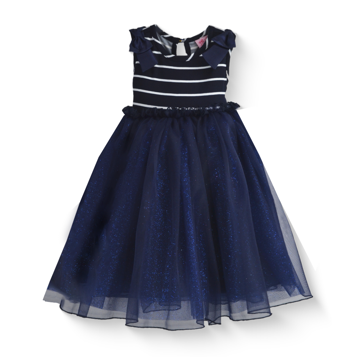 Vestido de fiesta a rayas con falda de tul glitter | VEBB0141B | tallas 1-2-3