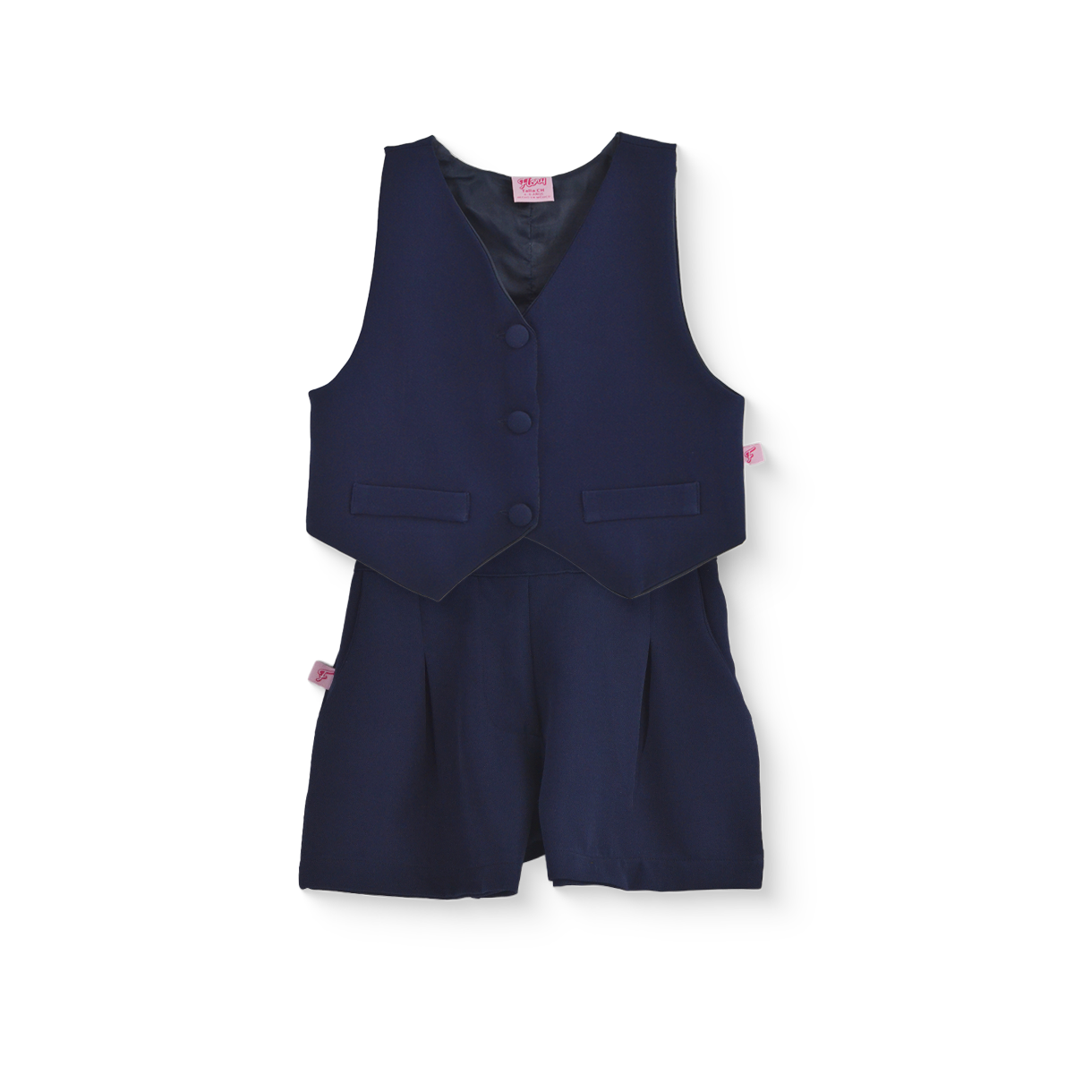 Conjunto con chaleco y botones, con short de cintura elástica| CONI0034 | tallas ch-m-gr