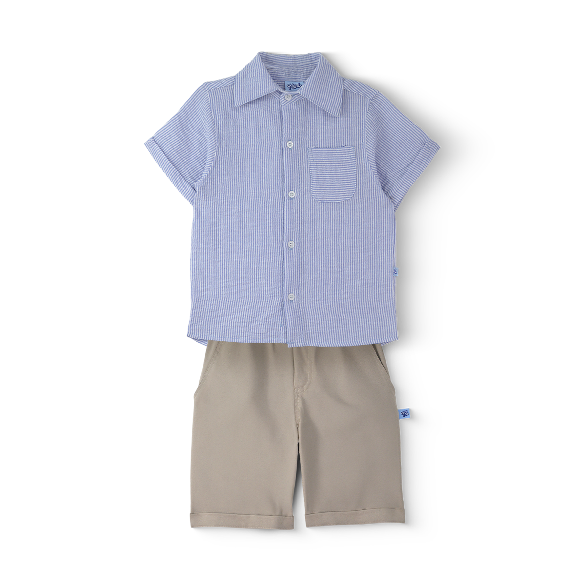 Conjunto a rayas de lino con short niño Heri CONN0005