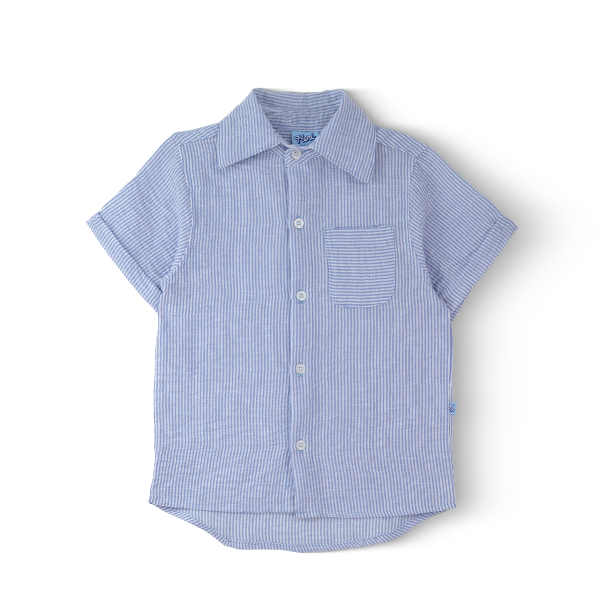 Camisa a rayas de lino con botones Niño Heri CMNN0001