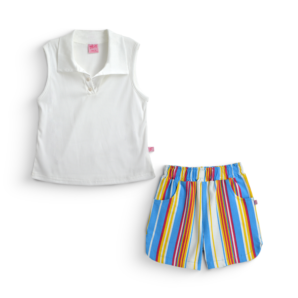 Conjunto de short rayado con blusa • ACAPULCO 1 • tallas 12-14-16  • COJU0006