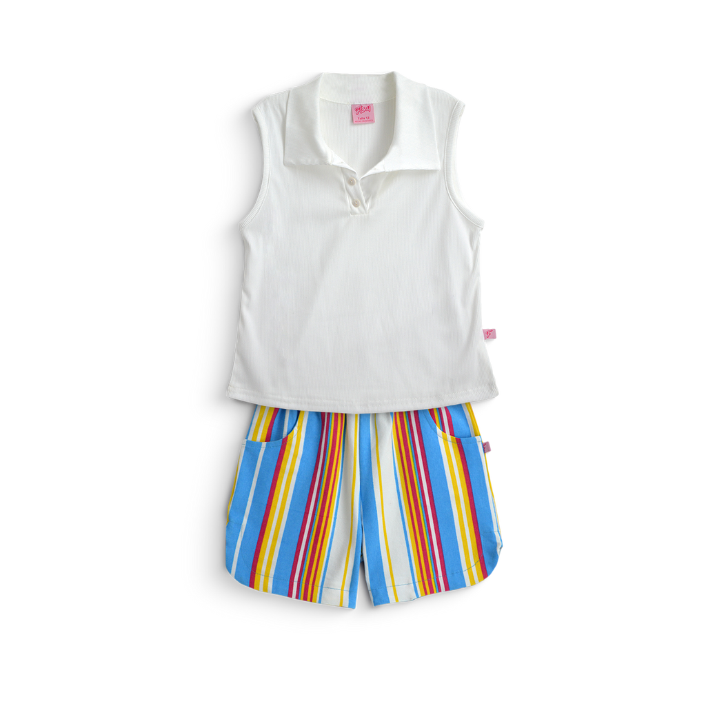 Conjunto de short rayado con blusa • ACAPULCO 1 • tallas 12-14-16  • COJU0006