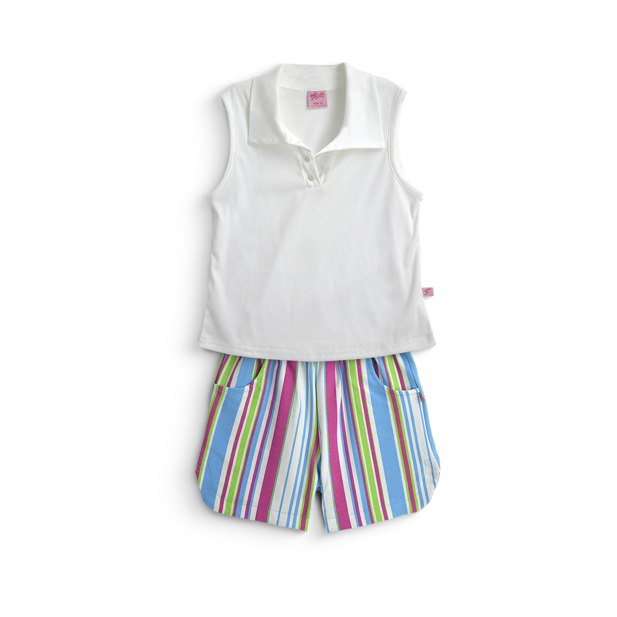Conjunto de short rayado con blusa • ACAPULCO 1 • tallas 12-14-16  • COJU0006