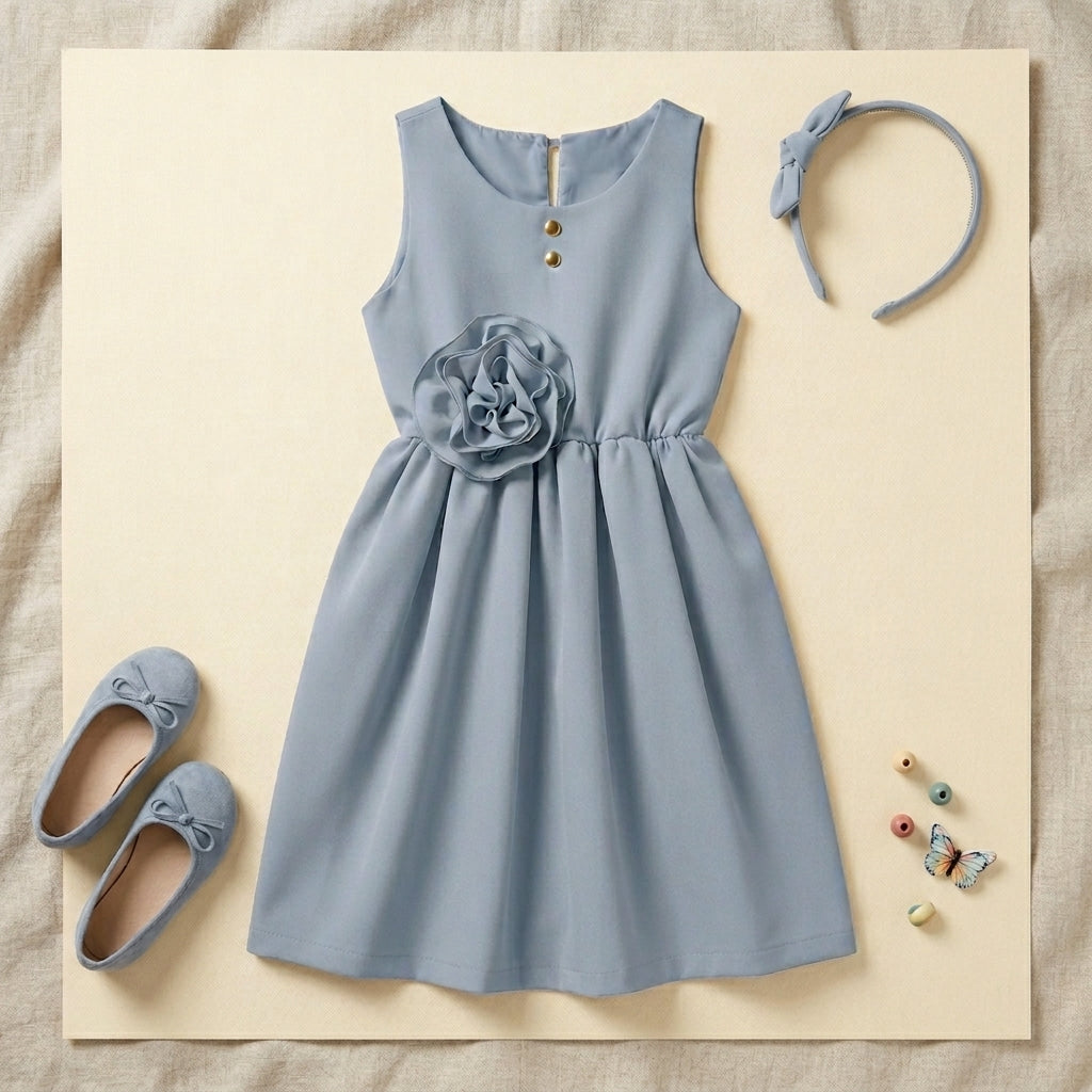 Vestido con moño y botones • BARBIE 13 • tallas ch-m-gr • VENI0181