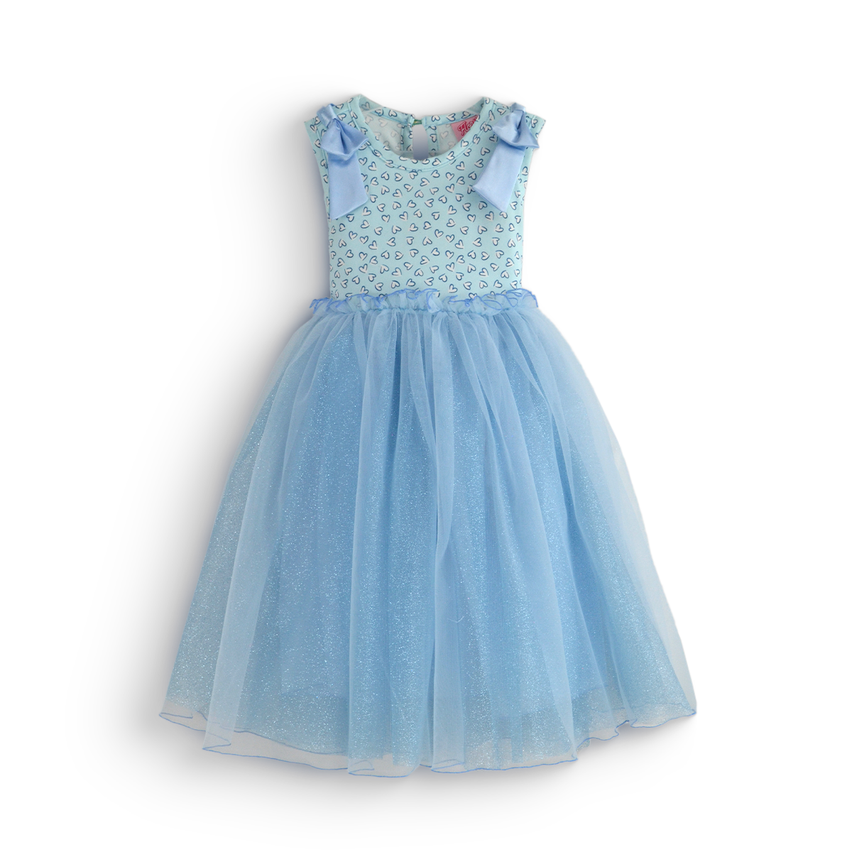 Vestido de fiesta de corazones con falda de tul glitter | VENI0206C | tallas ch-m-g