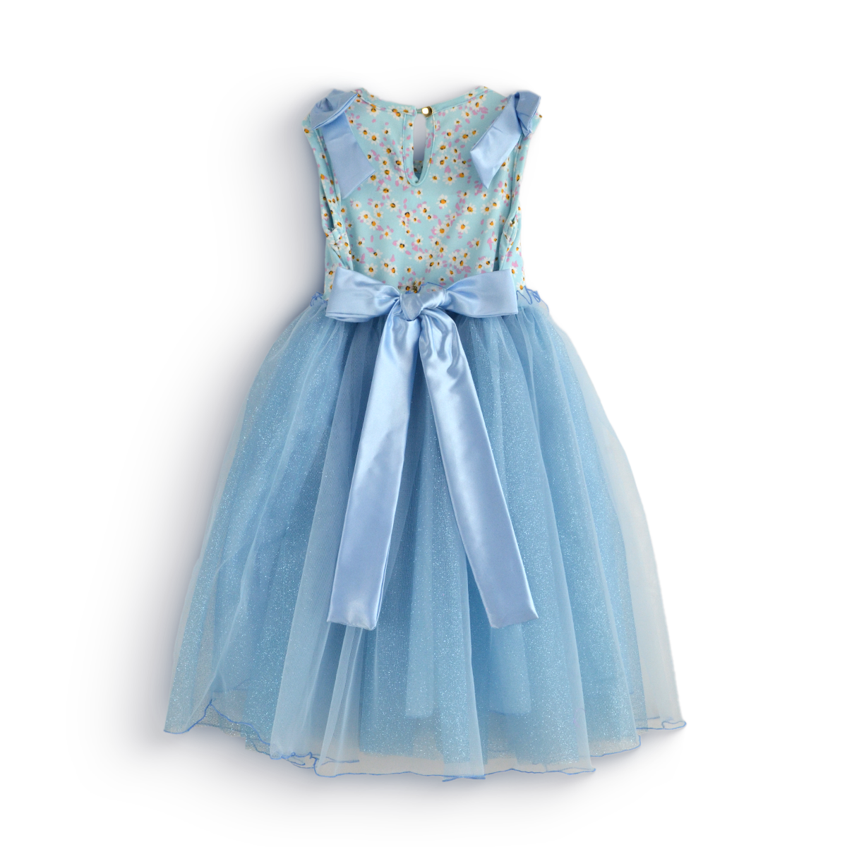 Vestido de fiesta de florecitas con falda de tul glitter | VENI0206A | tallas ch-m-g