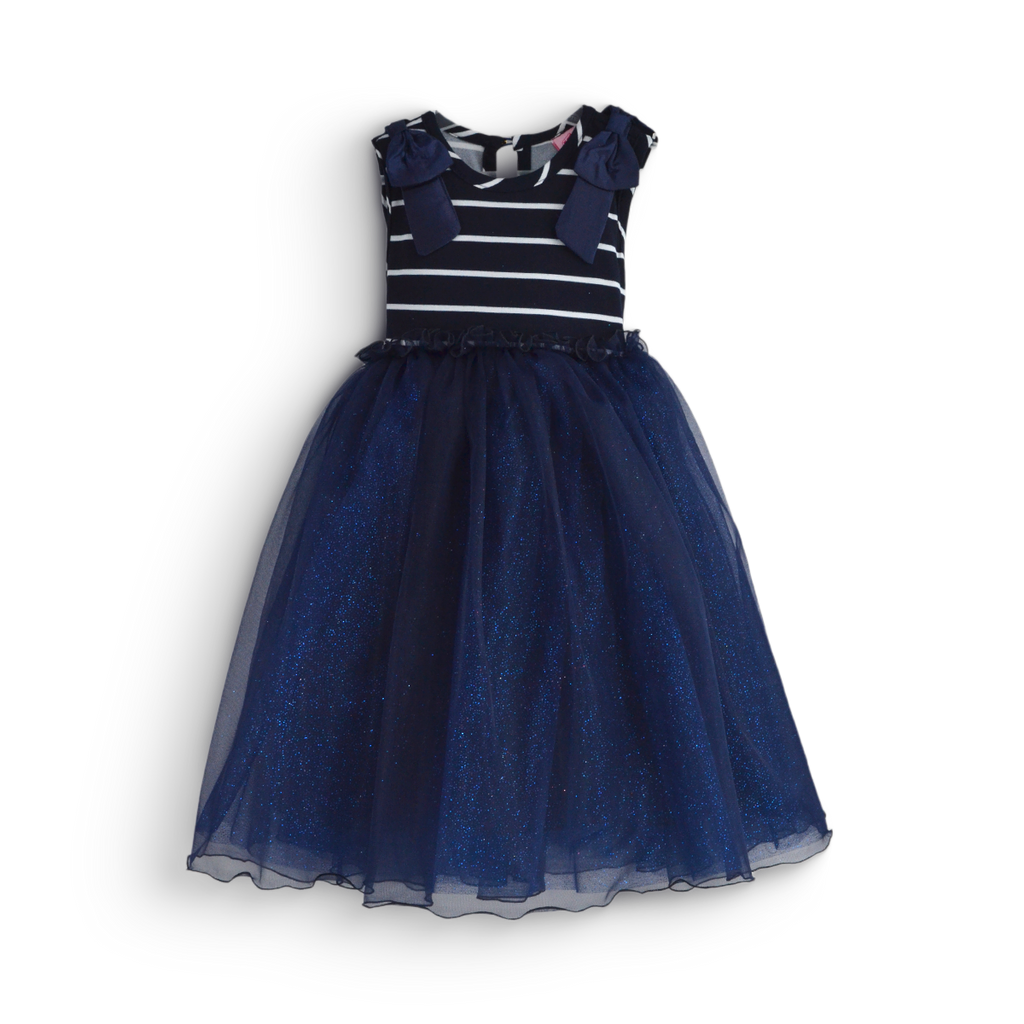 Vestido rayado con tul • NATALI 20 •   tallas ch-m-gr • VENI0206B