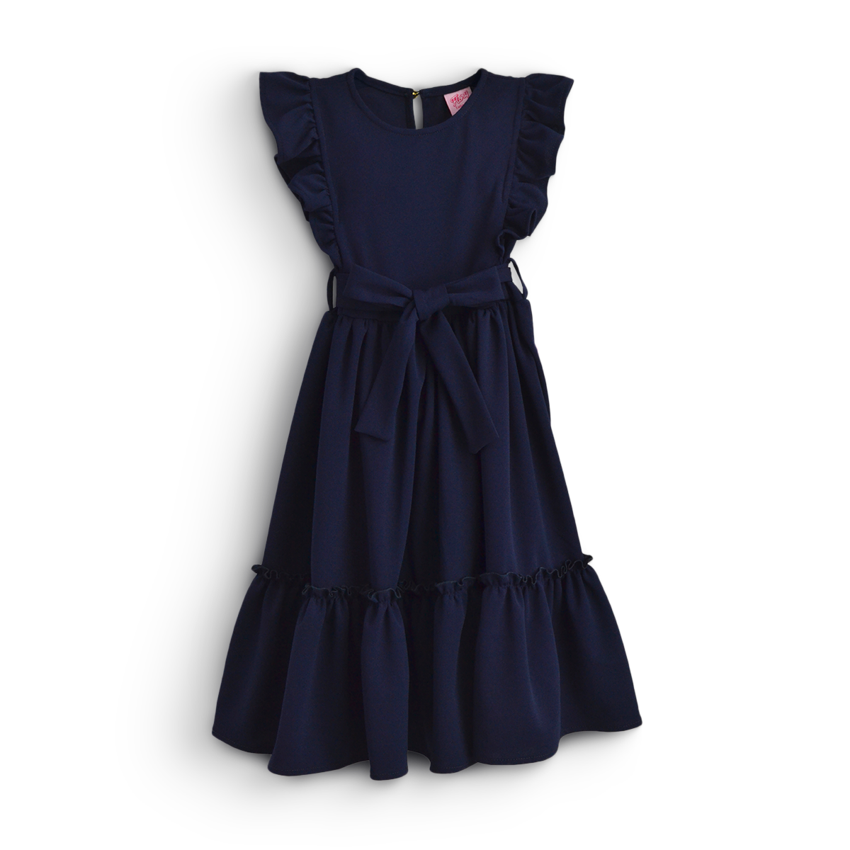 Vestido con olanes y moño en cintura | VENI0204 | tallas ch-m-gr-xg