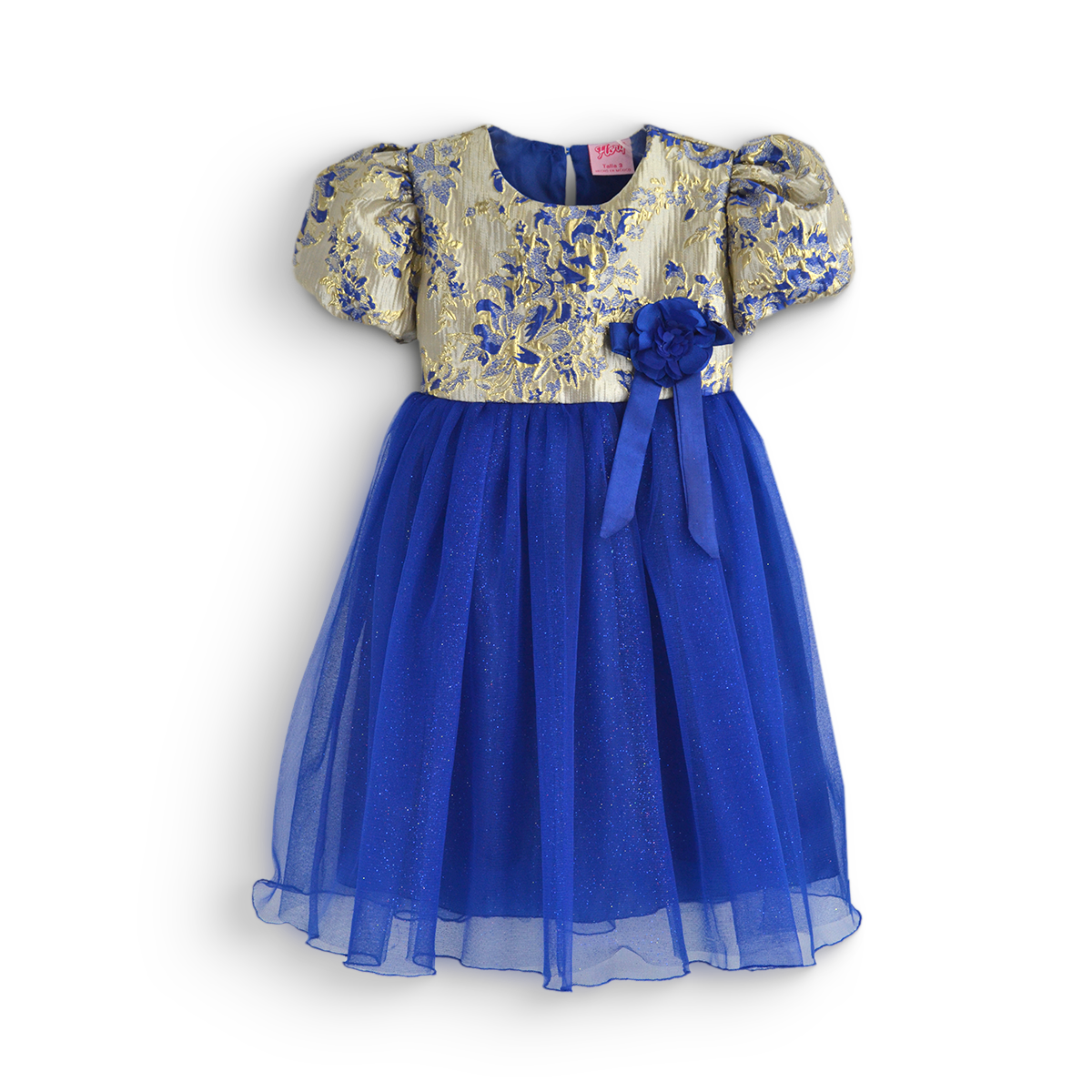 Vestido manga abullonada con Flor | VEBB0139 | tallas 1-2-3