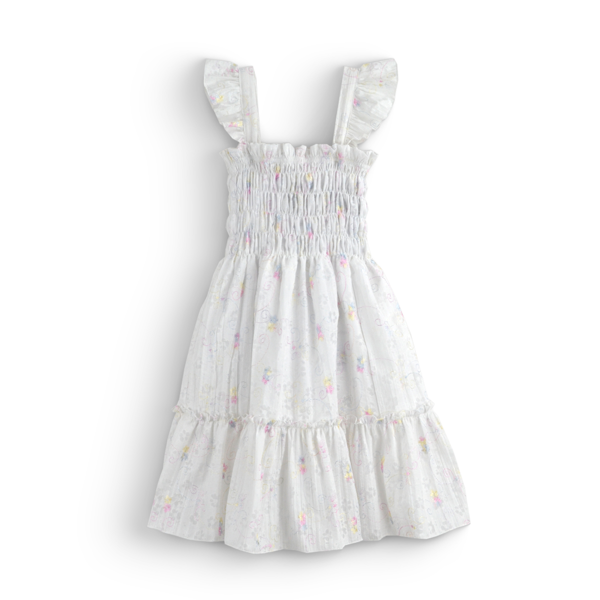 Vestido de tirantes con olanes floreado •  PATY 1 •  tallas ch-m-gr • VENI0214B