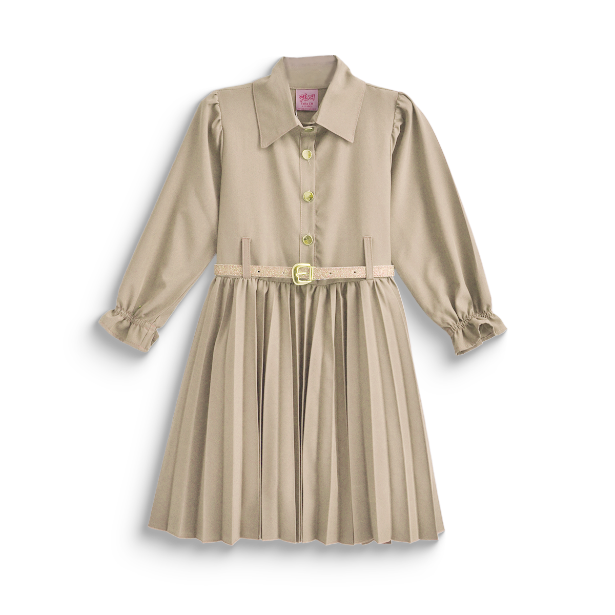 Vestido tableado con cinturón niña FLORY VENI0117