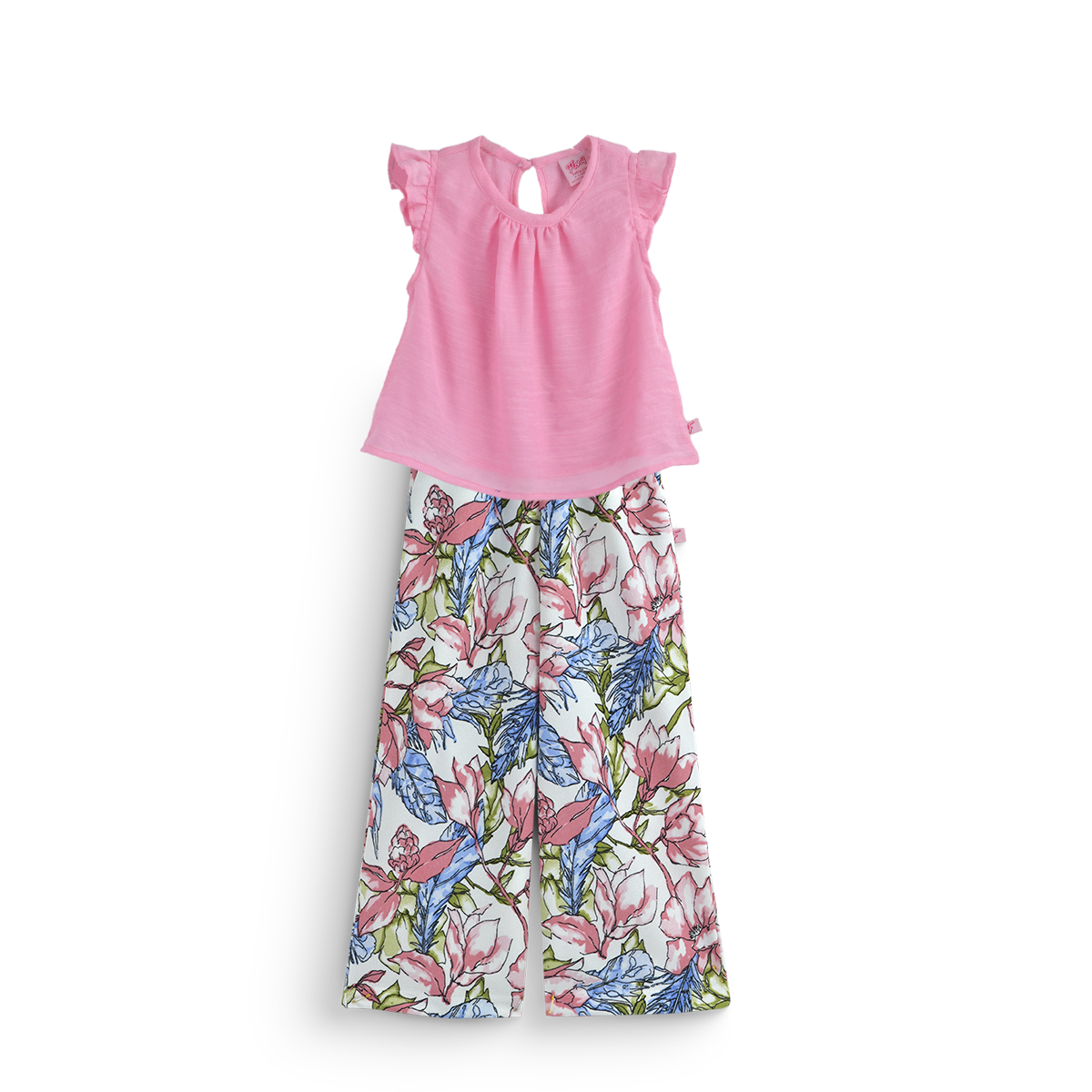 Conjunto de blusa de olanes y pantalón floreado • ARIANA 12 •  tallas ch-m-gr • CONI0044A