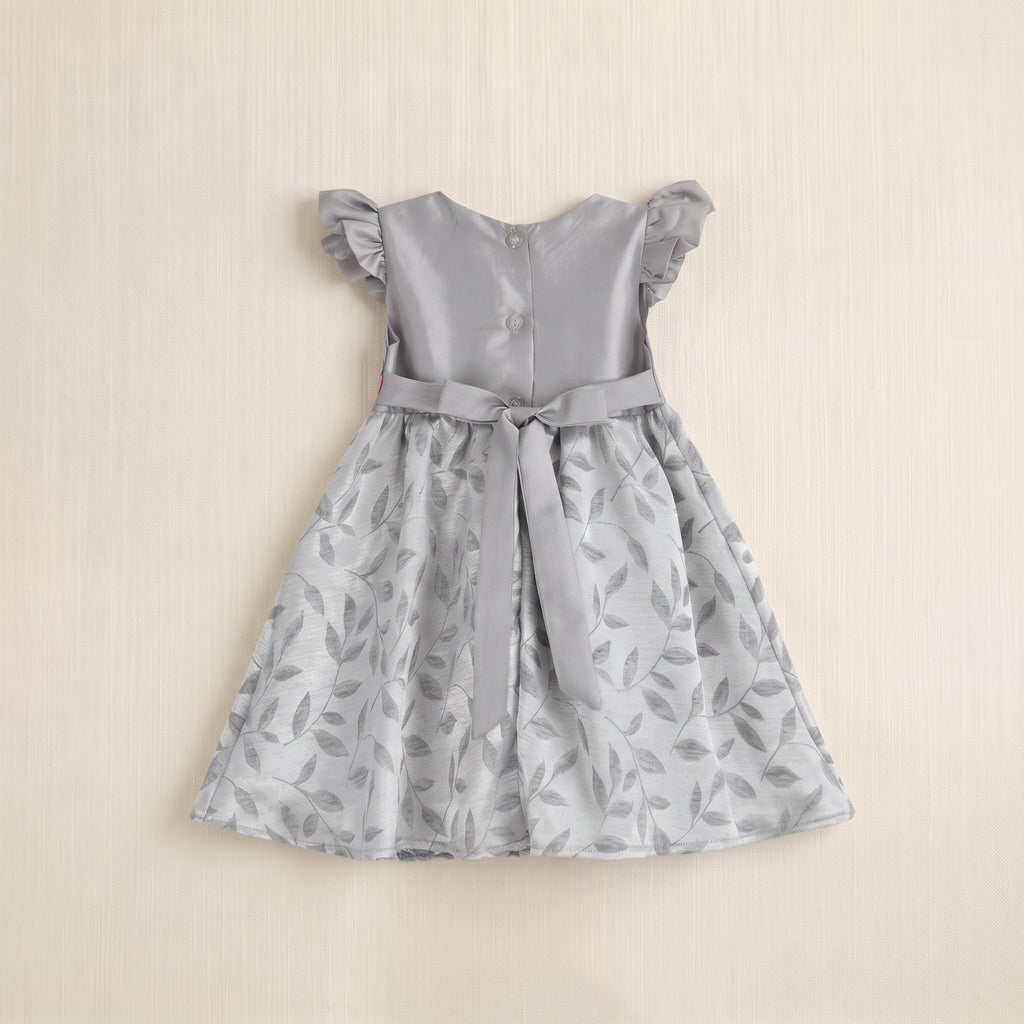 Vestido satinado floreado con moño •  1 a 3 años  • Elena 3