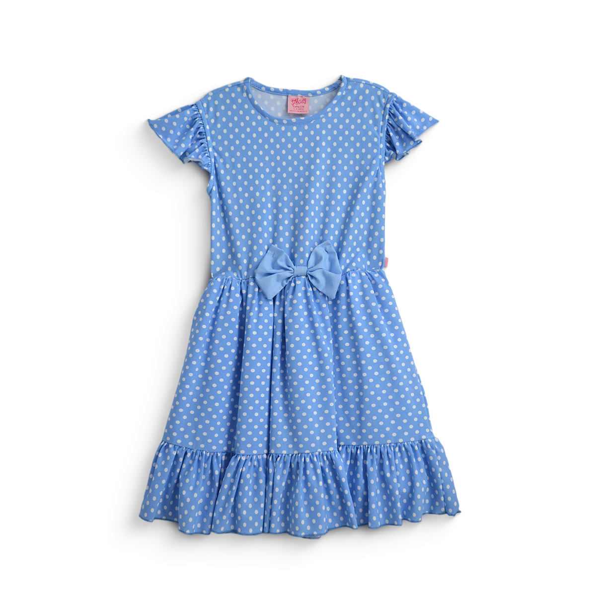 Vestido de bolitas con moño para niñas VENI0173 Flory