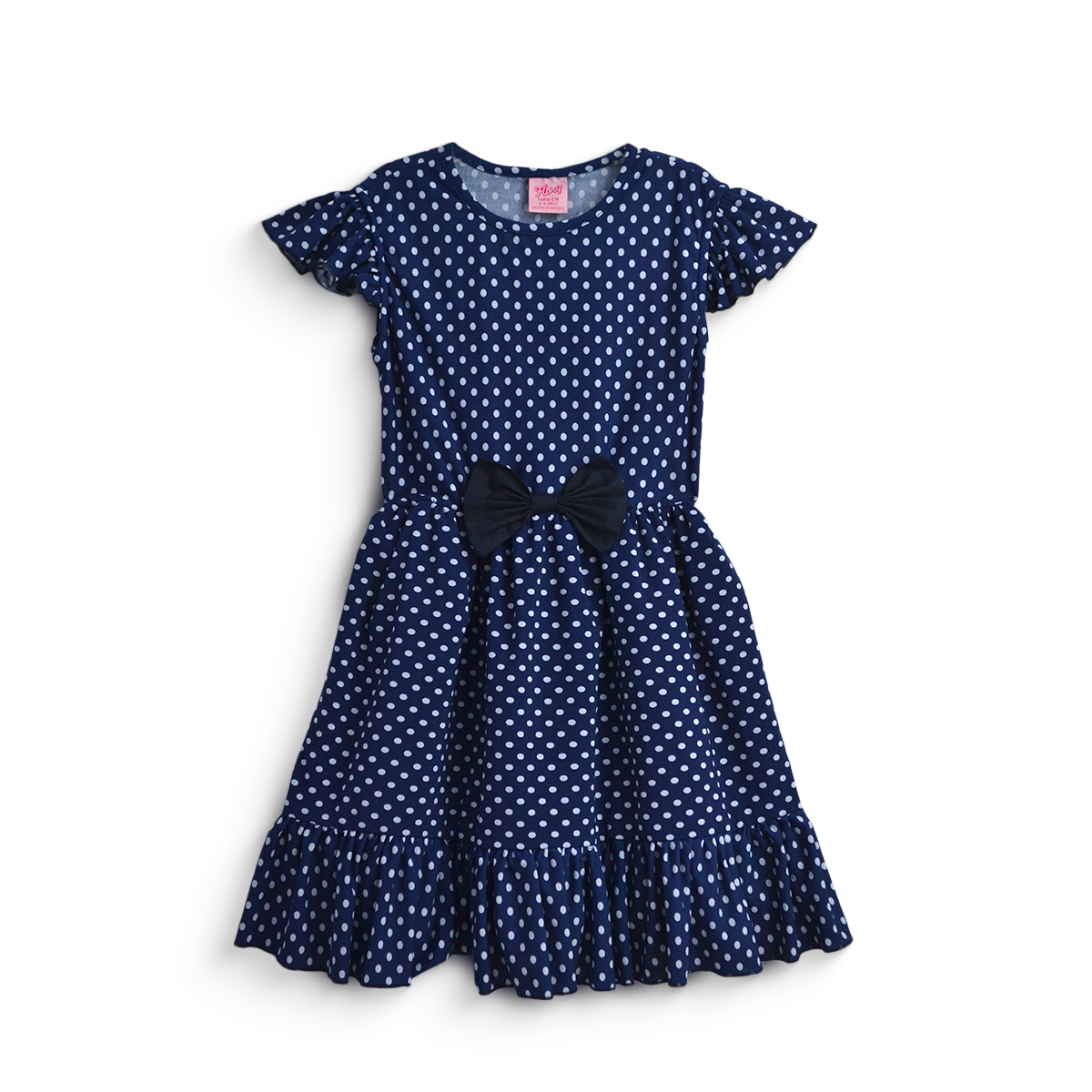 Vestido de bolitas con moño para niñas VENI0173 Flory