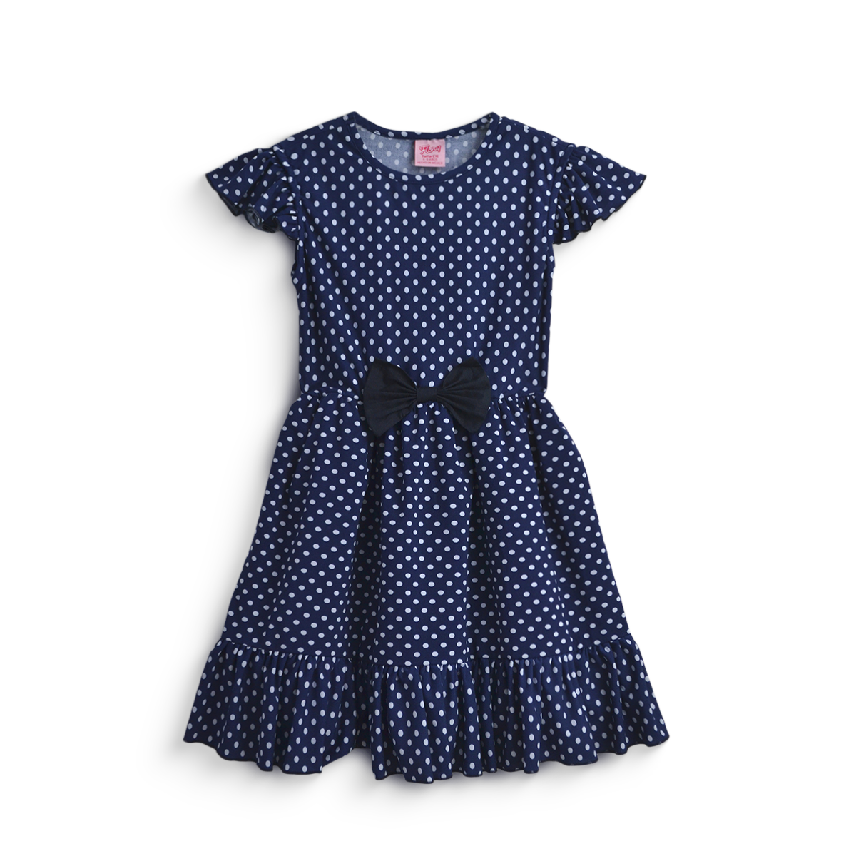 Vestido de bolitas con moño para niñas VENI0173 Flory
